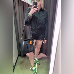 ZARA BLACK CROCHET DETAIL TOP AND SHORTS